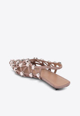 The Attico Grid Embellished Slingback Flats Beige 250WSH00801LBT007S/Q_ATTIC-326