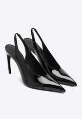 The Attico Viper 95 Patent Leather Slingback Pumps Black 250WSH00875EEE056A/R_ATTIC-100