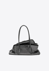 The Attico Small La Passeggiata Laminated Leather Shoulder Bag Gray 251WAH00058LBT070A/R_ATTIC-233