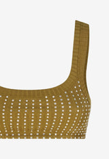 The Attico Rhinestone-Embellished Cropped Top Green 251WCL00006JJJ051T/R_ATTIC-081