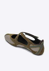The Attico Floor 01 Suede and Mesh Ballet Flats Green 251WSH00871MIX062A/R_ATTIC-828