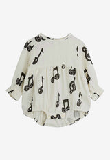 Mini Rodini Baby Girls Musical Notes Bodysuit White 2524011710CO/Q_MIRO-WHT