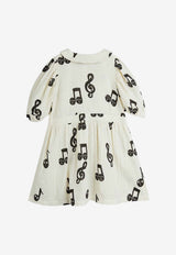 Mini Rodini Girls Musical Notes Dress White 2525012610CO/Q_MIRO-WHT