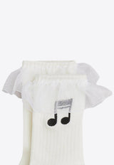 Mini Rodini Baby Musical Notes Ruffled Socks White 2526010610CO/Q_MIRO-WHT