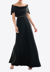 Rhea Costa Adira Draped Off-Shoulder Gown Black 25320D_PREF25_BLACK