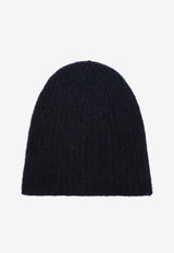 Roberto Collina Cashmere and Silk Ribbed Beanie Navy 253F01051WO/R_ROBER-F0110