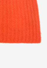 Roberto Collina Cashmere and Silk Ribbed Beanie Orange 253F01051WO/R_ROBER-F0150