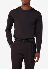 Roberto Collina Crewneck Wool Sweater Brown 253M01001WO/R_ROBER-M0108