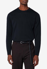 Roberto Collina Crewneck Wool Sweater Navy 253M01001WO/R_ROBER-M0110