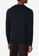 Roberto Collina Crewneck Wool Sweater Navy 253M01001WO/R_ROBER-M0110