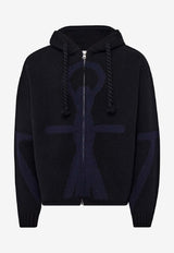 JW Anderson Anchor Zip-Up Hooded Sweatshirts Black KW1345_BLACK MULT