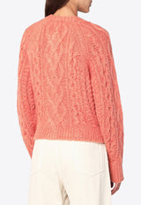 Isabel Marant Etoile Yara Cable Knit Cardigan Pink 25ACA0117FAC3L05E/R_ISAET-11LR