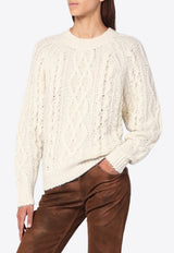 Isabel Marant Etoile Mohair-Blend Cable-Knit Sweater Ecru 25APU0748FAC3L05E/R_ISAET-23EC