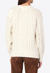 Isabel Marant Etoile Mohair-Blend Cable-Knit Sweater Ecru 25APU0748FAC3L05E/R_ISAET-23EC