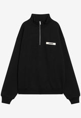 Jacquemus Gros Grain Quarter-Zip Sweatshirt Black 25ESSM00313AJ00174/R_JACQM-990