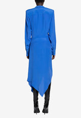 Mugler Draped Asymmetrical Dress Blue 25F1RO1780385_BLUE