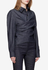 Mugler Wrapped Long-Sleeved Shirt Blue 25F6TO08212021_BLUE