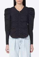 Isabel Marant Etoile Benatea Gathered Zip-Up Top Black 25PHT0573FAC1J06E/Q_ISAET-01BK
