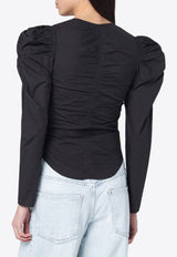 Isabel Marant Etoile Benatea Gathered Zip-Up Top Black 25PHT0573FAC1J06E/Q_ISAET-01BK