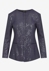 Sequin Embellished Crewneck Blazer