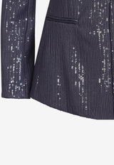 Sequin Embellished Crewneck Blazer