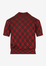 Check-Motif Cropped Polo T-shirt