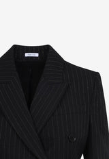 Pinstripe Double-Breasted Wool Jacket