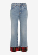 Washed Cropped Turn-Up Jeans