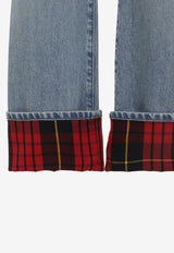Washed Cropped Turn-Up Jeans