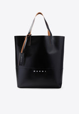 Logo Print Cow Leather Tote Bag