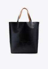 Logo Print Cow Leather Tote Bag