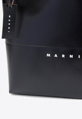 Logo Print Cow Leather Tote Bag