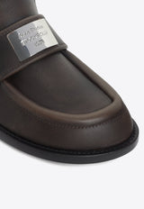 Logo Plaque Leather Loafers