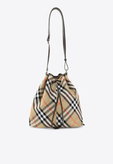 Medium Checked Drawstring Bucket Bag