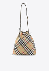 Medium Checked Drawstring Bucket Bag