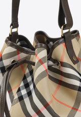 Medium Checked Drawstring Bucket Bag