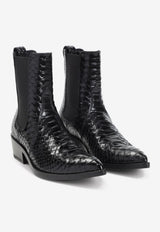 Embossed Leather Ankle Boots