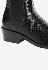 Embossed Leather Ankle Boots