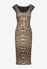 Leopard Print Bustier Midi Dress