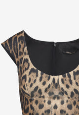 Leopard Print Bustier Midi Dress