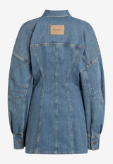 The Attico Logo Patch Denim Mini Dress Denim 260WCA0048DDS001AA/S_ATTIC-024