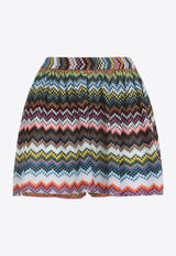 Zigzag-Pattern Mini Shorts
