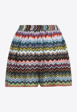 Zigzag-Pattern Mini Shorts