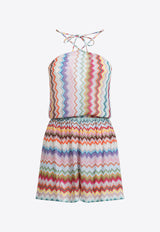 Zigzag-Pattern Short Playsuit