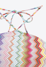 Zigzag-Pattern Short Playsuit