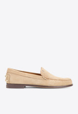 Suede Loafers with Embossed-Logo