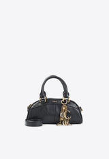 Bowling Leather Top Handle Bag with Charms