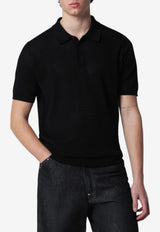 Roberto Collina Openwork Ribbed Polo T-shirt Black 261MYA13224CO/S_ROBER-09
