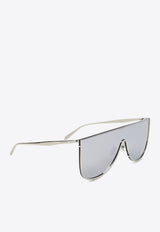 Mask-Framed Metal Sunglasses