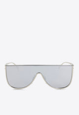 Mask-Framed Metal Sunglasses